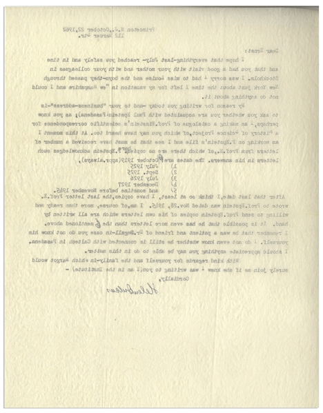 Helen Dukas Letters Signed Regarding Cataloguing Albert Einstein's Correspondence